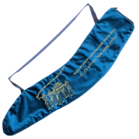 Shofar tas van soepel donkerblauw fluweel met de Ark van het Verbond en Hebreeuws/Engelse Bijbeltekst van Psalm 150:3