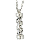 Mezuzah / Mezoeza hangertje, heel bijzonder hangertje aan een vaste ketting met rondom in het Hebreeuws de hogepriesterlijke ze