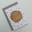 Kaart met envelop met Toda Raba (dankjewel) met bloemetjes van Ahavah design