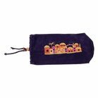Shofar tas van Yair Emanuel in donkerblauw fluweel met borduursel