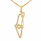 14K Hangertje open landkaart van Israel met daarin de Davidster uit de Rafael Jewelry collectie