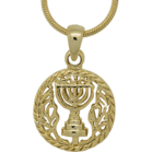 Menorah hangertje van met geelgoud verguld metaal inclusief ketting van 40 cm