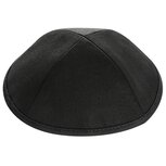 Keppeltje / Kippah in chique zwarte linnenachtige stof. Doorsnee 18 cm (normale tot gemiddelde maat)