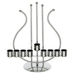 Chanukah Menorah / eenvoudige grote Chanoekia van aluminium in harp vorm geschikt voor normale diner- of huishoudkaarsen