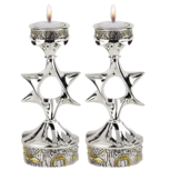 Shabbats kandelaars Davidsterren en de muren van Jeruzalem