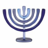 Prachtige Aluminium Chanukah Menorah (Chanoekia) van Yair Emanuel in de blauwe Israelkleur