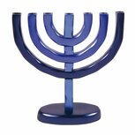 Prachtige Aluminium 7-armige Menorah van Yair Emanuel in de blauwe Israelkleur.