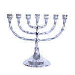 Kleine verzilverde Menorah van 10 - 11 cm