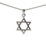 Davidster hangertje, simpel zilveren ontwerp verkrijgbaar in 3 maten, medium