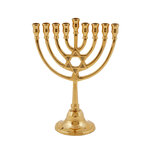 Chanukah Menorah van Yair Emanuel, Bronzen Chanoekia met Davidster verguld met geelgoud Afmeting 22,5 x 17 cm  