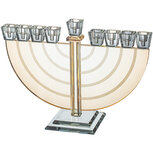 Prachtige Chanukah Menorah (Chanoekia) van kristal-glas in een halve boog