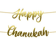 Happy Chanukah - vlaggenlijn, in goudfolie