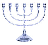 Menorah, verzilverde Menorah van een uitstekende glanzende kwaliteit in een medium maat 18 cm hoog en 22 cm breed