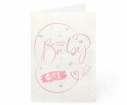 Felicitatiekaart, voor de geboorte van een baby - meisje met Hebreeuws/Engelse tekst 