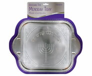 Middelgrote aluminium lekbak voor de Chanoeka Menorah, in zilverfolie