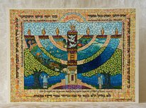 Reproductie 'Scheppings Menorah' small van kunstwerk uit Israel: Gen.20:11 Want in zes dagen heeft de HEERE de he