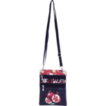 Schoudertasje / Reistasje in zwart/wit met rood en gedecoreerd met Granaatappels