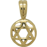 Davidster hangertje in cirkel van zilver verguld met geelgoud, schattig klein ontwerp