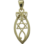 Messiaans Zegel hangertje, prachtig hangertje zilver met geelgoud verguld in sierlijk ontwerp op ovale vorm 