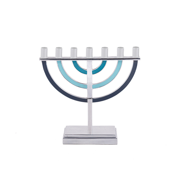 Allergisch Belachelijk Intens Menorah / Menora, prachtige 7-armige Menorah van Yair Emanuel, uitgevoerd in nikkel met blauwe kleur accenten - webwinkel in Israel producten en Joods religieuze artikelen Allergisch Belachelijk Intens Menorah / Menora, prachtige 7-armige Menorah van Yair Emanuel, uitgevoerd in nikkel met blauwe kleur accenten - webwinkel in Israel producten en Joods religieuze artikelen