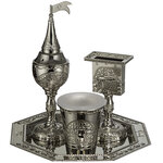 Havdalah Set van nikkel in mooi Jeruzalem design