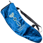 Tas voor grote Ramshoorn Shofar in prachtig donkerblauw fluweel met borduursel in goudkleur van het Messiaans Zegel