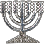 Reversspeld / broche met de Menorah / Menora in zilverkleur