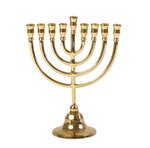 Chanukah Menorah van Yair Emanuel, Bronzen Chanoekia verguld met geelgoud Afmeting 21 x 17 cm  