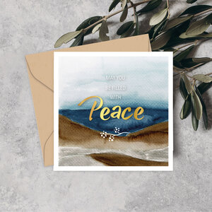 Kaart 'May you be filled with Peace' met goudfolie