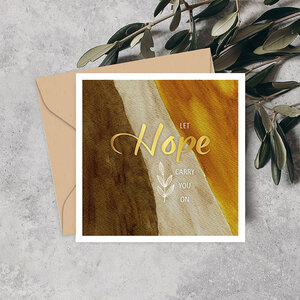 Kaart 'Let Hope carry you on' met goudfolie