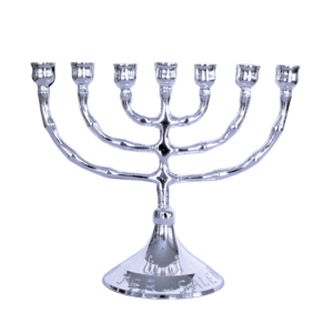 Kleine verzilverde Menorah van 10 - 11 cm