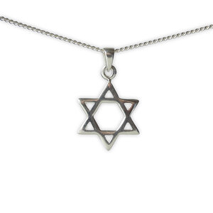 Davidster hangertje, simpel zilveren ontwerp verkrijgbaar in 4 maten, small