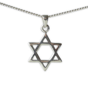 Davidster hangertje, simpel zilveren ontwerp verkrijgbaar in 4 maten, Large