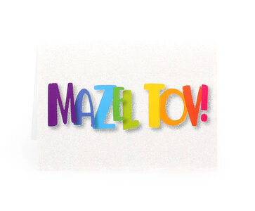 Felicitatiekaart, neutrale 'Mazeltov' vrolijk gekleurde kaart passend voor elke gelegenheid waarbij u iemand wilt feliciteren