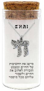 Chai (Leven) sierlijk hangertje in zilver, inclusief Ketting in een stijlvol glazen kokertje