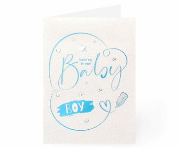 Felicitatiekaart, voor de geboorte van een baby - jongetje met Hebreeuws/Engelse tekst 