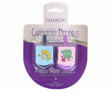 Dreidels |  Set van 2 beschilderde houten dreidels