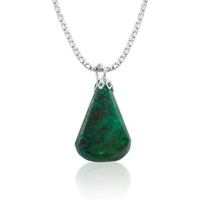 Zilveren hanger met Eilatsteen aan een bijpassende ketting uit de Rafael Jewelry Collectie