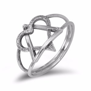 Davidster / Hart Ring, zilveren ring met een dubbele betekenis uit de Rafael Jewelry Collectie