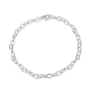 Zilveren Schakelarmband met cartiersluiting en iets grotere schakeltjes voor het bevestigen van Click Bedels