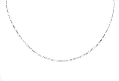 Collier / Ketting, zilveren ketting met Figaro schakeltjes van 2,3 mm leverbaar in verschillende lengtes