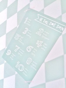 Poster / wanddecoratie A4 van Ahavah design 'ik tel tot tien' in het Nederlands, Engels, en Hebreeuws fonetisch mintgroen 