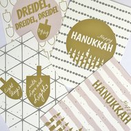 Set van 4 Hebreeuws/Engelse Ansichtkaarten voor Chanoeka / Chanukah van Ahavah design