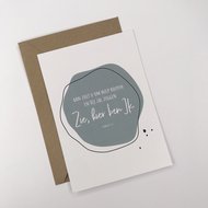 Heb Lief Kaart met envelop van Ahavah design met Zie, hier ben Ik in grijs/wit