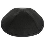 Keppeltje / Kippah in chique zwarte linnenachtige stof. Doorsnee 18 cm (normale tot gemiddelde maat)