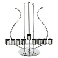 Chanukah Menorah / eenvoudige grote Chanoekia van aluminium in harp vorm geschikt voor normale diner- of huishoudkaarsen