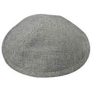 Keppeltje / Kippah in chique donker grijze linnenachtige stof. Doorsnee 18 cm (normale tot gemiddelde maat)