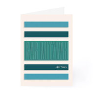 Felicitatiekaart met Hebreeuws/Engelse tekst in blauw/groen tinten voor een Bar Mitswa (zoon der wet) 