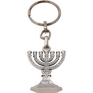 Sleutelhanger verzilverde Menorah met de tekst Jerusalem