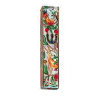 Mezuzah van Yair Emanuel handgeschilderd met een hert en de letter Sjin die staat voor Shaddai (Almachtige)